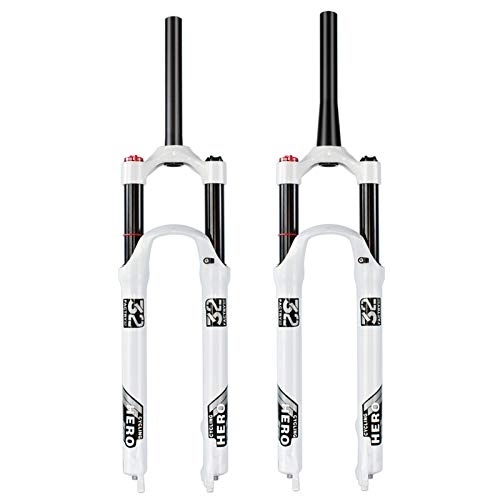 Tenedores de bicicleta de montaña : Componentes de bicicleta de horquilla delantera de MTB FORK THINT PLUGA DE AIRE Tenedor de aire 100-120mm Aleación de magnesio 1680 g Blanco y negro Bicicleta de montaña Frente de bifurcación
