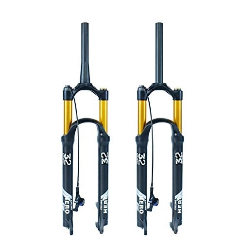 Tenedores de bicicleta de montaña : Componentes de bicicleta de horquilla delantera de Tenedor de aire de la bicicleta de montaña 100-120mm Trazo de la bicicleta Tapón de suspensión 26 27.5 29 pulgadas de aleación de magnesio