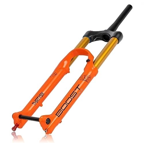 Tenedores de bicicleta de montaña : DH MTB Air Fork 26 27.5 29 Mountain Bike Suspension Fork Travel 180mm 1-1 / 2'' Tapered Thru Axle 15x110mm Boost Fork Rebound Bloqueo Manual Ajustable (Color : Orange, Size : 29'')