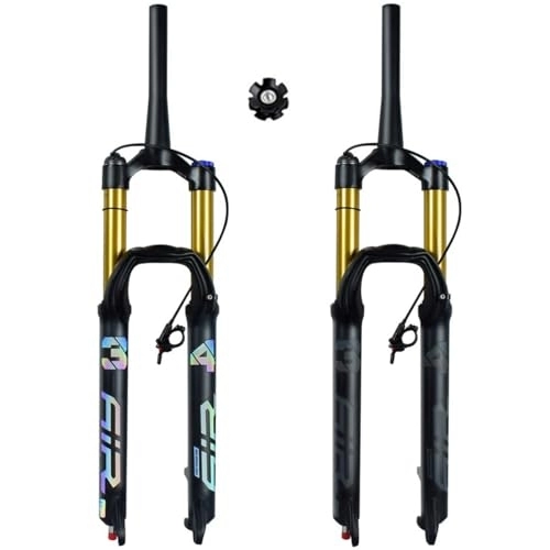 Tenedores de bicicleta de montaña : FukkeR 1-1 / 2 Cónico Horquilla De Suspensión DH For Bicicleta De Montaña 27.5 29 Pulgadas Horquillas De Choque MTB Recorrido 140mm QR 9mm Ajuste Amortiguación (Color : Gold Remote, Size : 29inch)