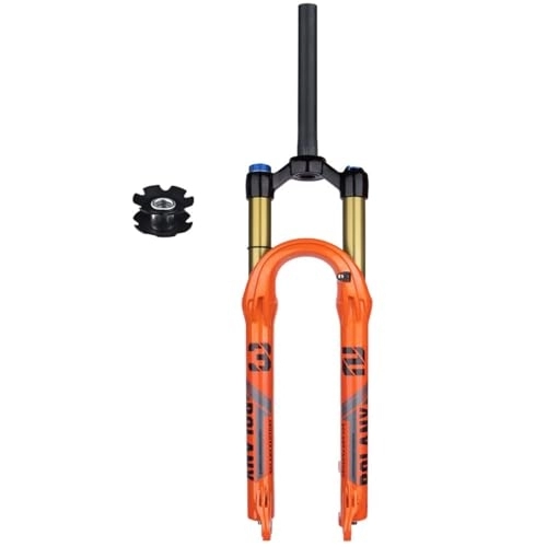 Tenedores de bicicleta de montaña : FukkeR Horquilla De Suspensión De Bicicleta De Montaña 27.5'' 29'' 1-1 / 8 MTB Horquillas Delantera Neumática Tubo Recto Viaje 120mm QR 9 * 100 Remoto Manual (Color : Orange, Size : 27.5inch RL)