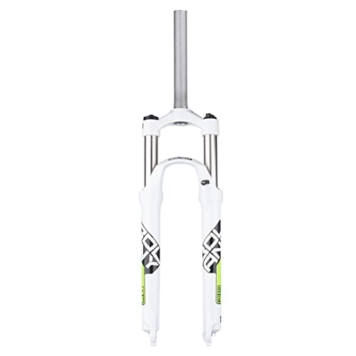 Tenedores de bicicleta de montaña : Horquilla De Suspensión MTB 26 / 27.5 / 29 Pulgadas 1-1 / 8 Horquilla De Bicicleta De Montaña QR 9mm 28, 6mm Tubo Recto Bloqueo Manual Aleación De Aluminio Ultraligera ( Color : White green , Size : 29" )