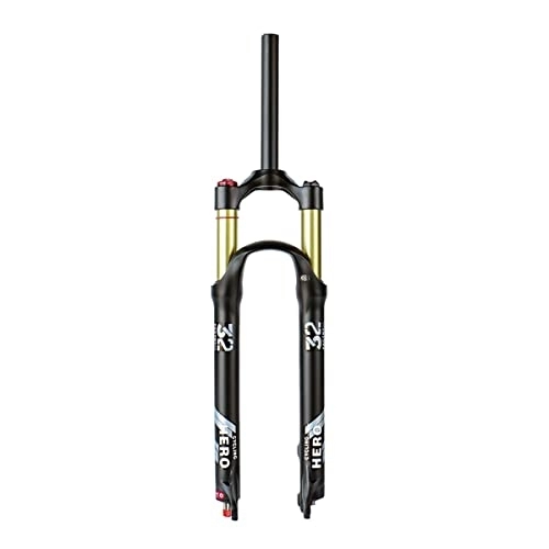 Tenedores de bicicleta de montaña : Horquilla de suspensión neumática de 26 / 27, 5 / 29 pulgadas, recorrido de 100 mm, ajuste de amortiguación, horquilla para bicicleta de montaña, 1-1 / 8 QR, 9 mm, tubo recto manual / remoto, horquilla d