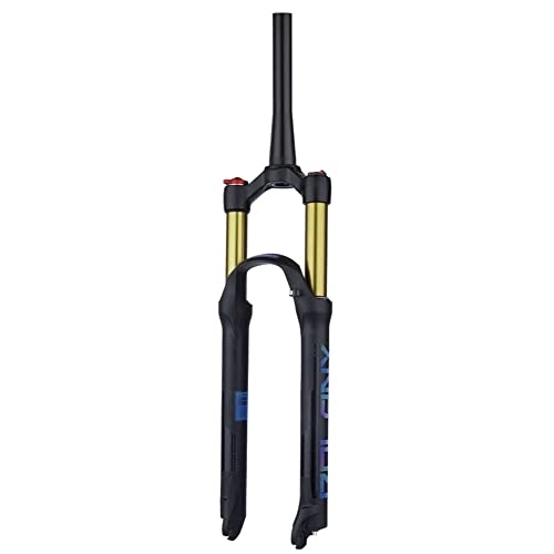 Tenedores de bicicleta de montaña : Horquilla de suspensión neumática MTB de 26 27, 5 29 pulgadas, ajuste de rebote, recorrido de 100 mm, horquillas delanteras para bicicleta de montaña, tubo cónico de 1-1 / 2 ", control de hombr