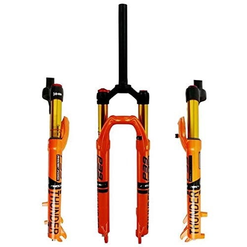 Tenedores de bicicleta de montaña : Horquilla de suspensión para Bicicleta 27"29" MTB Air Spring Tubo de dirección Recto 1-1 / 8"Travel 100mm Freno de Disco Bloqueo Manual 9mm QR (Color: Naranja, Tamaño: 29in)
