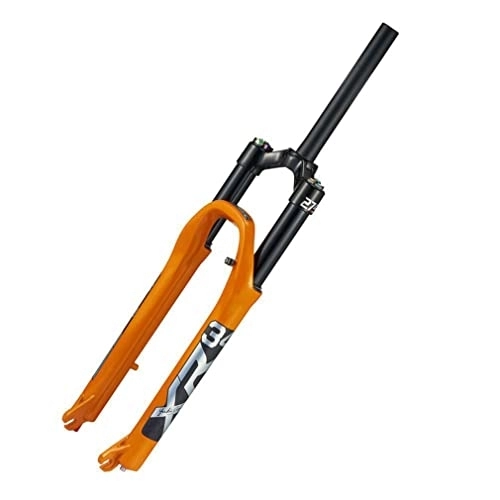 Tenedores de bicicleta de montaña : Horquilla de suspensión para bicicleta de montaña 26 27, 5 29 MTB Air Fork 100 mm Recorrido 28, 6 mm Rebote de horquilla delantera recta Bloqueo manual ajustable QR 9 mm (Color : Orange, Size : 27.5'')