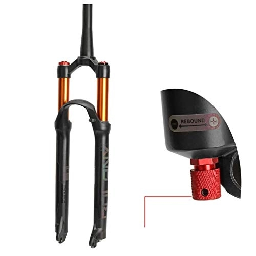 Tenedores de bicicleta de montaña : Horquillas cónicas para bicicleta de montaña 26 / 27.5 / 29 pulgadas Suspensión de bicicleta Horquilla de gas de aire Bloqueo QR de 1-1 / 8" con ajuste de amortiguación Recorrido Freno de disco de 120