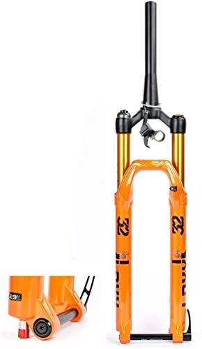 Tenedores de bicicleta de montaña : MTB Tenedor de suspensión 27.5 29 Pulgadas, Viaje: 140 mm, Bifurcación de Aire Cuesta Abajo Amortiguador, Freno de Disco, Bloqueo Remoto Tapered1-1 / 2" (Color : Orange, Size : 29 Inch)