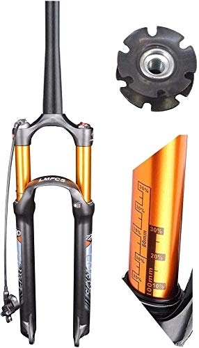 Tenedores de bicicleta de montaña : SLRMKK Horquilla de suspensión para Bicicleta, Horquilla de Aire para suspensión de Bicicleta de montaña, suspensión de 26 / 27.5 / 29 Pulgadas, Horquilla Delantera, Tubo cónico, Recorrido de 105 mm,