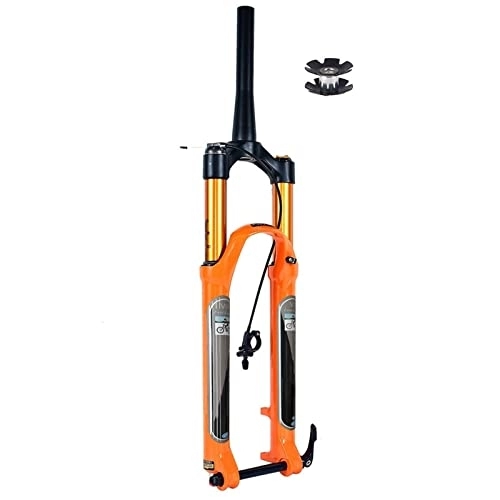 Tenedores de bicicleta de montaña : SMANNI Horquilla MTB de 27, 5 / 29 pulgadas, recorrido de 130mm, ajuste de rebote de horquilla de bicicleta de montaña, amortiguadores de aire de eje de 15mm × 100mm, naranja for bicicleta todoterreno XC