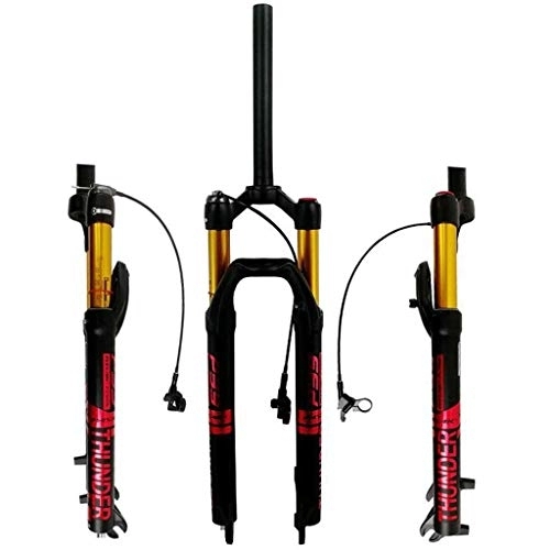 Tenedores de bicicleta de montaña : Suspensión neumática MTB Bicicleta Horquilla 27"29" Tubo de dirección Recto 1-1 / 8"Recorrido 100 mm Freno de Disco Bloqueo Remoto 9 mm QR