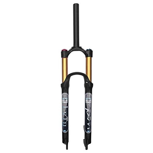 Tenedores de bicicleta de montaña : TYXTYX Horquillas de suspensión para Bicicleta de montaña de Viaje de 140 mm MTB, 26 / 27.5 Pulgadas, Horquilla neumática de aleación Ligera WQ-002 de 1-1 / 8"- Negro (Color: Bloqueo Manual Recto,