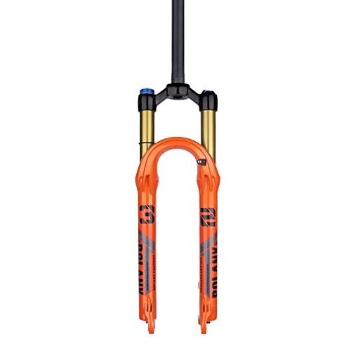 Tenedores de bicicleta de montaña : UKALOU Horquilla de suspensión para Bicicleta de montaña 26 / 27.5 / 29 MTB Air Fork 100 mm Recorrido 28, 6 mm Recto Freno de Disco Horquilla QR 9 mm Bloqueo Manual (Color : Orange, Size : 27.5'')