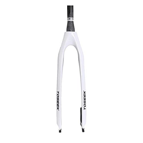Tenedores de bicicleta de montaña : WYJW Horquilla rígida de Bicicleta de montaña de Fibra de Carbono con Tubo cónico 28.6, Delantera de Bicicleta sin Rosca Ultraligera 26 / 27.5 / 29Er, 29 & rdquo; Blanco