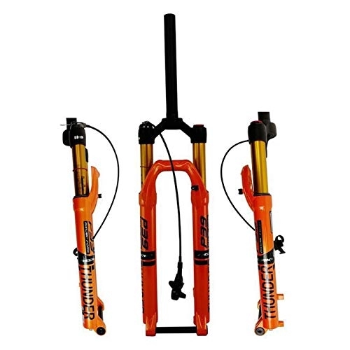 Tenedores de bicicleta de montaña : WYJW Horquillas de suspensión Delantera Horquilla de Aire de Aceite 26 / 27, 5 / 29 Pulgadas Freno de Disco Bloqueo Remoto Eje de Barril de 15 mm Aleación de Aluminio Tubo Recto Naranja