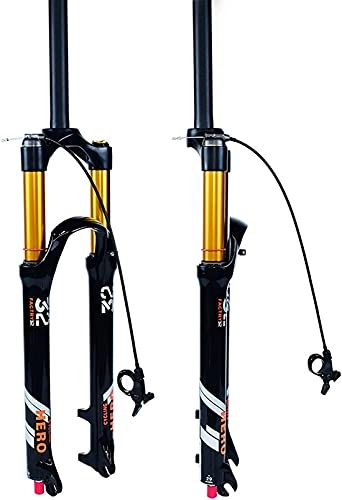 Tenedores de bicicleta de montaña : WYJW Horquillas de suspensión neumáticas para Bicicletas MTB 26 / 27.5 / 29 Horquilla neumática de Viaje de 130 mm Freno de Disco de aleación de magnesio Horquilla Delantera QR de 9 mm, Bloqueo r