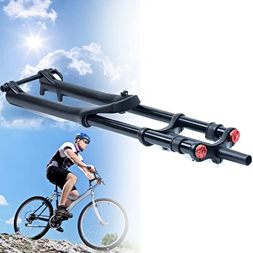 Tenedores de bicicleta de montaña : WZFANJIJ Horquilla de suspensión MTB, Horquillas ultraligeras para Bicicleta de montaña con Bloqueo de Gas XC, Black-27.5inches