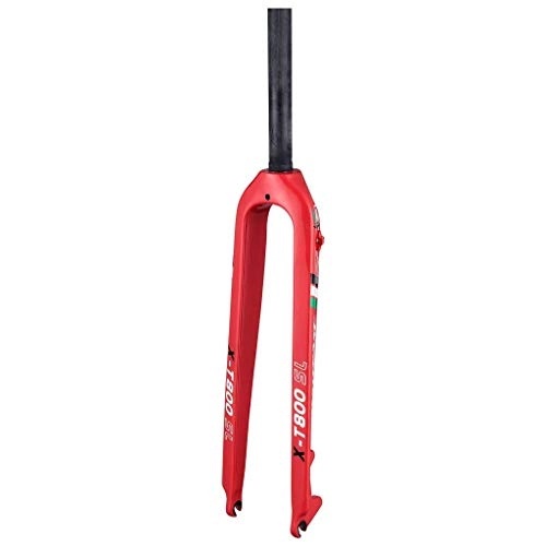 Tenedores de bicicleta de montaña : YBNB 26 Horquilla De Suspensión Fibra De Carbono Completa Bicicleta De Montaña Tubo Recto Arandela Delantera Tubo Espinal Recto Rojo