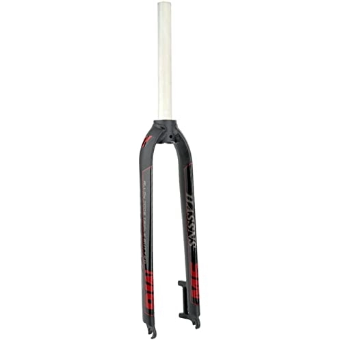 Tenedores de bicicleta de montaña : YouLpoet Horquilla MTB de Freno de Disco rígido de aleación de Aluminio, Horquillas Delanteras de Bicicleta de montaña superligeras de Tubo Recto de 28, 6mm, M6 Red Label