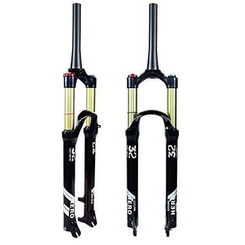 Tenedores de bicicleta de montaña : Z-LIANG Aleación de magnesio Negro Brillante 26 27.5 29 Pulgadas Stroke 100-120mm Bicicleta de montaña Horquilla de Aire 1750g tapón de suspensión de Bicicleta (Color : 29inch)
