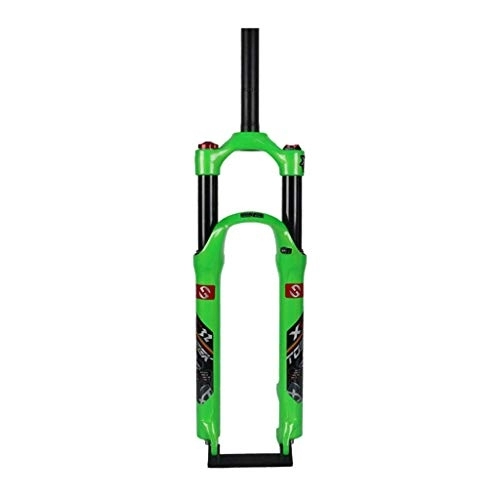 Tenedores de bicicleta de montaña : ZNND 26 Suspension Tenedor Hombro Controlar Bloquear Dto Frenos Aluminio Aleación Bicicleta Choque Amortiguador Frente Montaña Bicicleta (Color : Green, Tamaño : 27.5inch)