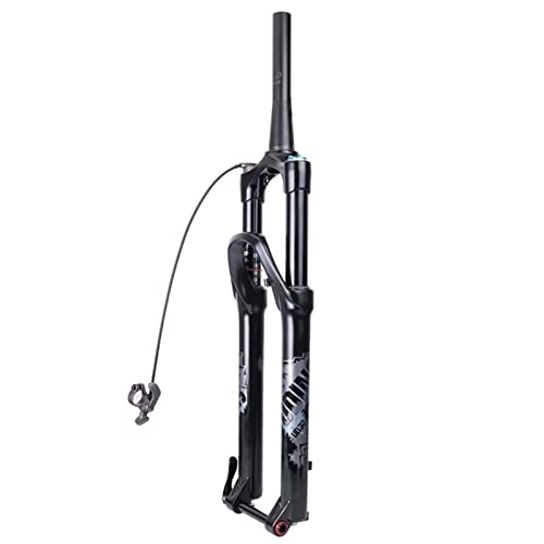 Mountain Bike Fork : 120mm Travel Air Fork 26 27.5 Inch Suspension Straight Tapered Tube Thru Axle QR Quick Release MTB Bicycle Bike Fork Adjustable Aluminium Mountain Forks(Size:26 27 inch, Color:Tapered 15mm remote)