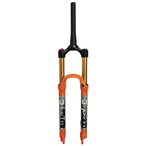 Mountain Bike Fork : 140mm Travel 26 / 27.5 / 29 Inch MTB Bicycle Air Fork, 140L-QR-9x100 Magnesium Alloy Mountain Bike Suspension Fork 9mm QR (Color : Tapered Manual Lock, Size : 27.5 inch)