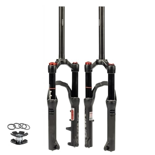 Mountain Bike Fork : 20inch Magnesium Alloy Mountain Bike Air Fork, 9x100mm Quick Release Bicycle Front Forks Straight Tube Shock Absorber Black