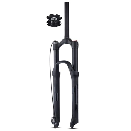 Mountain Bike Fork : 26 27.5 29 Inch Bike Air Suspension Fork 1 1 / 8'' Straight Tube MTB Mountain Bikes Front Forks 100mm Travel Spacing Hub 100mm 9mm QR Axle With Damping (Color : Black remote, Size : 27.5inch)
