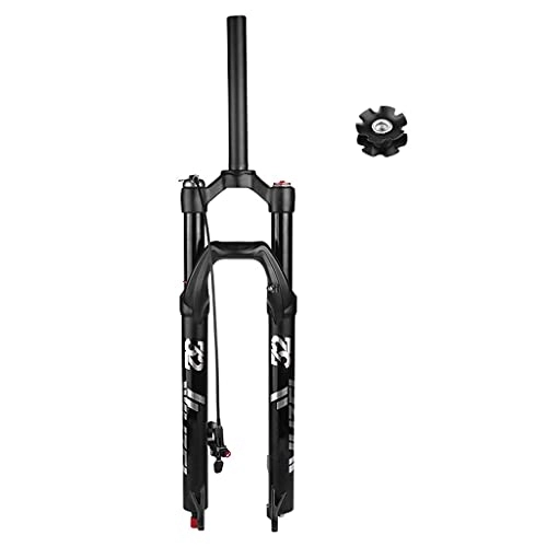 Mountain Bike Fork : 26 / 27.5 / 29 Inch Magnesium Alloy Bicycle Air Front Fork, Tapered And Straight 1-1 / 8" MTB Suspension Fork Black For 1.5-2.45" Tire(Size:26 INCH, Color:STRAIGHT REMOTE LOCKOUT)