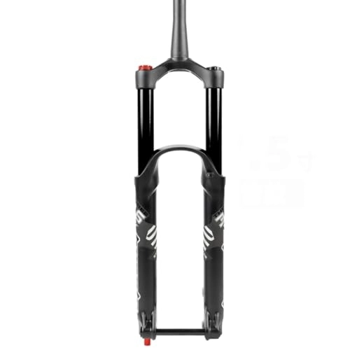 Mountain Bike Fork : 26 / 27.5 / 29 Inch Mountain Bike Air Shock Suspension Fork Rebound Adjust Manual Lockout 1-1 / 2 Inch Tapered Steerer 160mm / 180mm Travel Disc Brake Thru Axle 110mm*15mm ( Color : Black , Size : 27.5inch )