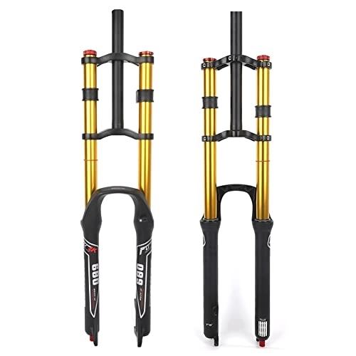 Mountain Bike Fork : 26 27.5 29 Inch Mountain Bike Fork Suspension Downhill Rebound Adjust MTB Air Fork 130mm Travel Double Crown Straight Front Fork Disc Brake QR Manual Locking XC / AM / DH ( Color : Gold , Size : 27.5'' )
