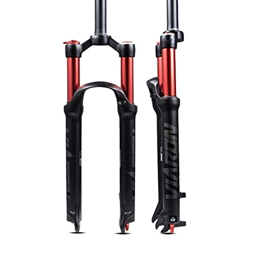 Mountain Bike Fork : 26 / 27.5 / 29 Inch MTB Fork Travel 100mm Double Air Chamber Fork 1-1 / 8'' Straight Manual Lockout Mountain Bike Suspension Fork Disc Brake Quick Release 9mm Front Fork ( Color : Red , Size : 27.5'' )