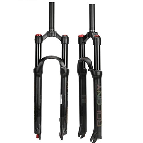 Mountain Bike Fork : 26 / 27.5 / 29 Inch Suspension Forks, Air Shock Absorber Disc Brake MTB 1-1 / 8" Bicycle Cycling Fork, Black straight tube (shoulder control)-27.5 inch