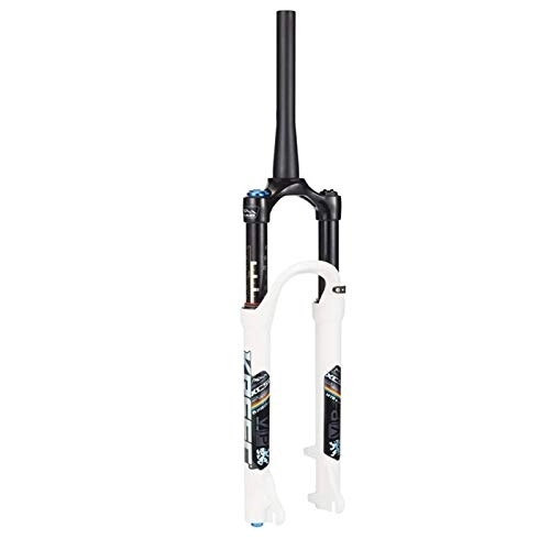 Mountain Bike Fork : 26 / 27.5 / 29 Inch Suspension Forks, MTB Front Suspension Forks Mountain Bike Damping Air Fork Spinal Canal 1-1 / 2” (Color : White, Size : 27.5inch)