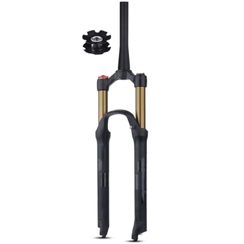 Mountain Bike Fork : 26 27.5 29 Inches MTB XC Bicycle Suspension Fork Damping Rebound 28.6mm Tapered Tube Mountain Bike Air Front Forks QR 100 * 9 Travel 100mm Manual Remote (Color : Gold manual, Size : 26inch)