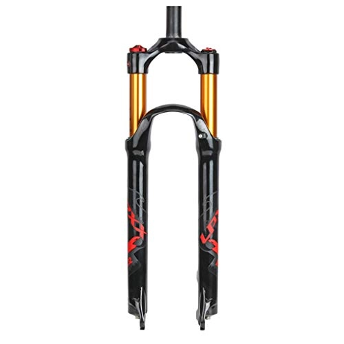 Mountain Bike Fork : 26" / 27.5" / 29" Mountain Bike Air Fork Bicycle Suspension Fork MTB Fork Front Fork 30mm Straight Tube 9mm QR Manual Lockout, Red-29inch