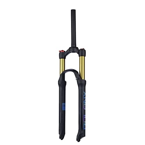 Mountain Bike Fork : 26 / 27.5 / 29" Mountain Bike Air Suspension Fork Shock Damping Rebound Adjustment Pneumatic Forks 1-1 / 8 Straight Tube QR 9mm Travel 125mm Manual Lockout Fit MTB / Road Bike (Color : Gold+black, Size : 27