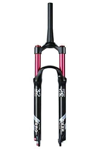 Mountain Bike Fork : 26 / 27.5 / 29'' Mountain Bike Suspension Fork 100mm Travel MTB Air Fork Rebound Adjustable Disc Brake Bicycle Front Fork 9mm 1-1 / 8 1-1 / 2 HL / RL (Color : Tapered manual, Size : 26'')