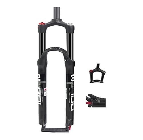 Mountain Bike Fork : 26 27.5 29inch Shock Absorbing Front Fork Mountain Bike Double Air Chamber Suspension Air Fork Straight Shoulder Control Aluminum Alloy Red Tube 28.6mm(Color:black, Size:27.5inch)
