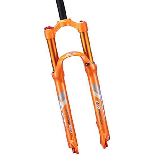Mountain Bike Fork : 26" 27.5" Bicycle MTB Fork, Air Fork, Double Air Chamber Shock Absorber Damping, Double Shoulder Control, Straight Steerer, Aluminum Alloy For Bike Part Accessories White, Orange, Black