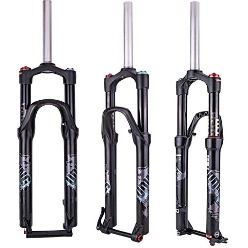 Mountain Bike Fork : 26 27.5 in Suspension Forks, MTB Bicycle Gas Fork Straight Tube Magnesium Alloy Damping Adjustment Disc Brake Travel 120mm Air Fork Black-27.5IN