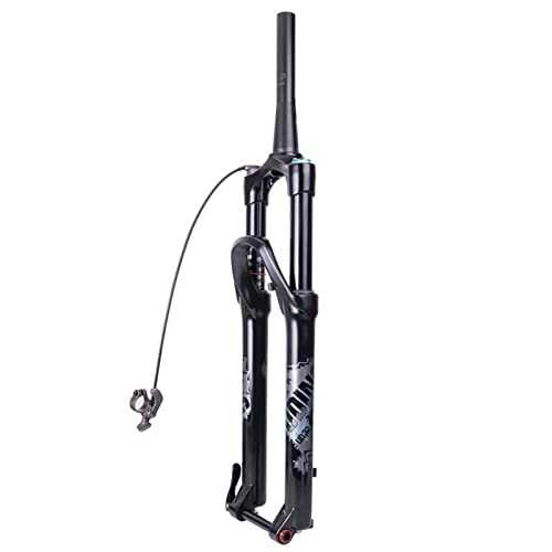 Mountain Bike Fork : 26 27.5 Inch Suspension Straight Tapered Tube Thru Axle QR Quick Release MTB Bicycle Bike Fork Adjustable Aluminium Mountain Forks 120mm Travel Air Fork(Size:26 27 inch, Color:Tapered 15mm remote)