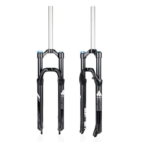 Mountain Bike Fork : 26" 27.5" MTB Bike Suspension Forks 26 Inch, Aluminum Alloy Mountain Road Bikes Cycling Straight Tube 1-1 / 8" Disc Travel 100mm Air Fork, White-26in