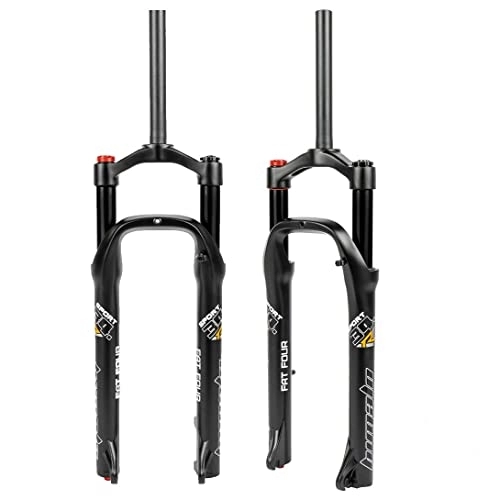 Mountain Bike Fork : 26-inch MTB Air Fork Snow Beach Fat Mountain Bike Fork 1 1 / 8 Straight Tube Travel 100MM, Rebound Adjustment Bicycle Front Forks for 4.0" Tire Disc Brake, fit Mountain / XC / ATV Bikes (Color : Black)