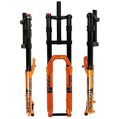 Mountain Bike Fork : 27.5 29'' Air Suspension Fork 1-1 / 8'' Straight Tube Thru Axle 15mm MTB Shock Absorber Air Forks Double Shoulder 140mm Travel With Damping HL Bicycle Front Fork ( Color : Orange , Size : 29inch )