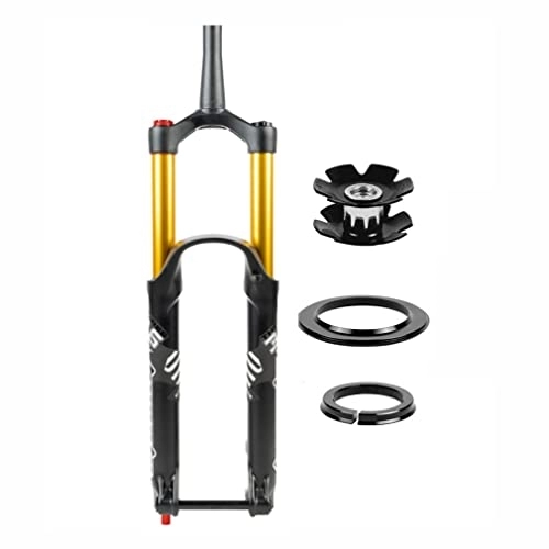 Mountain Bike Fork : 27.5 / 29 Inch Mountain Bike Suspension Forks DH MTB Air Fork Travel 160 / 180mm Rebound Adjust 1-1 / 2'' Tapered Bicycle Front Fork Thru Axle 15x110mm Boost Manual Lockout ( Color : Gold , Size : 27.5'' )