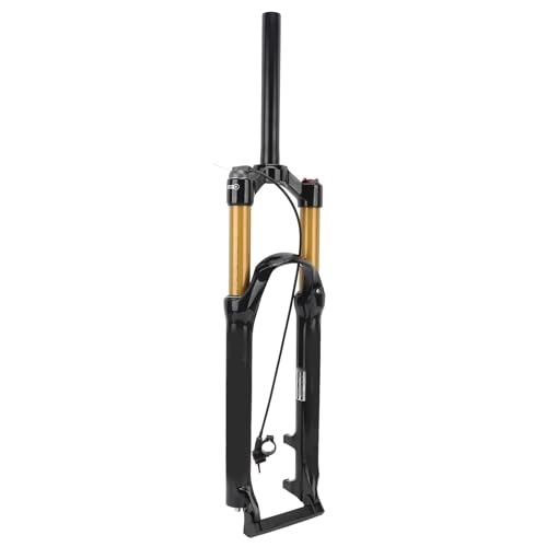 Mountain Bike Fork : 27.5in Mountain Bike Suspension Front Fork, Front Fork High Strength Remote Lockout Straight Steerer Silent Bike Suspension Front Fork for Cycling Gold Tube