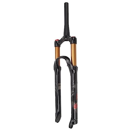 Mountain Bike Fork : 29in Premium Air Suspension Fork for Mountain Bike, Manual Lockout Tapered Steerer, Bicycle Front Fork in Gold