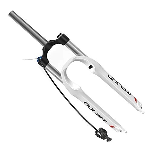 Mountain Bike Fork : ADUGEN Suspension fork MTB bicycle front air fork spring fork 26 inch aluminum alloy downhill cycling damping setting suspension stroke 100mm, White